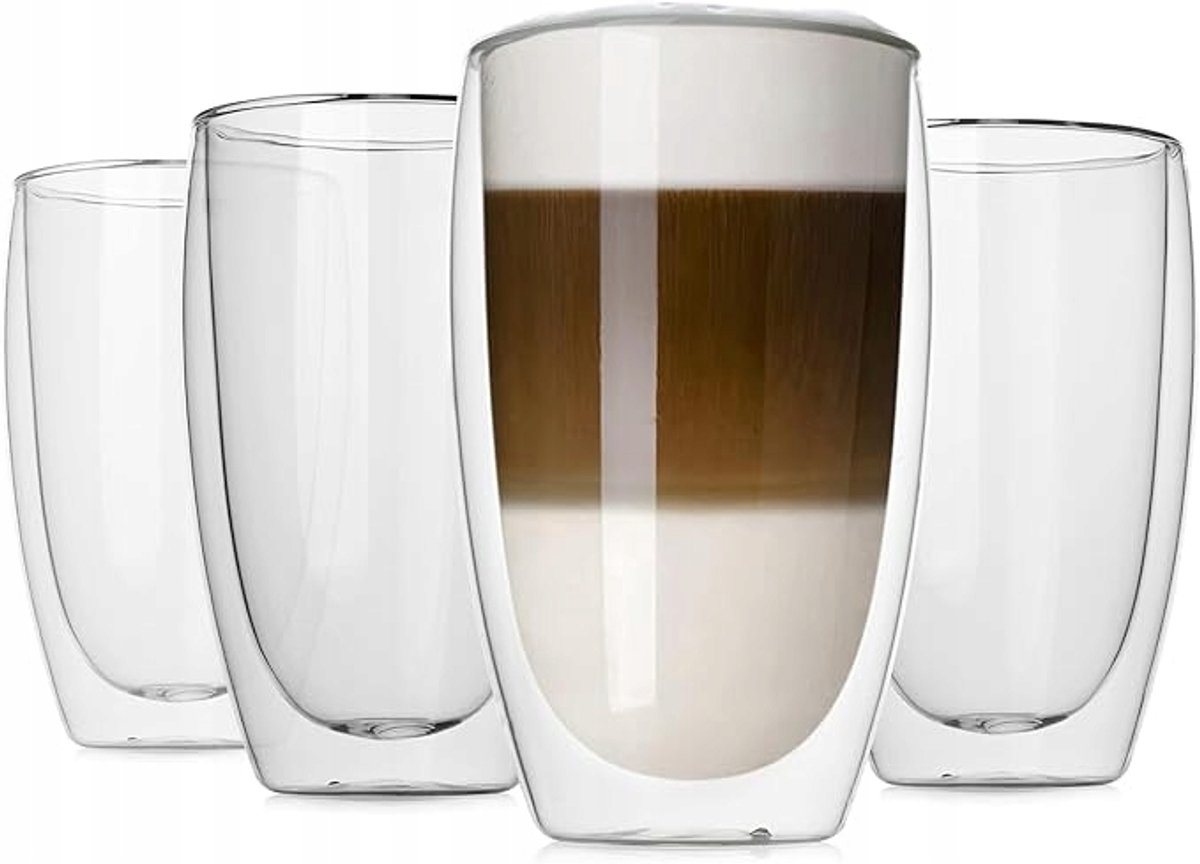 Set van 4 Latte Macchiato Glazen met Dubbele Wand - 450ml