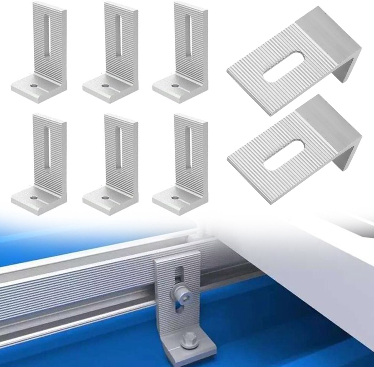 Hoekverbinder van aluminiumlegering van 90° - Kruisverbinder - Autoruitclip - Metalen regenafleiderclip - Voor aluminium railprofielen - Montagesystemen voor zonnepanelen - Autoaanpassingen - 8-delige set