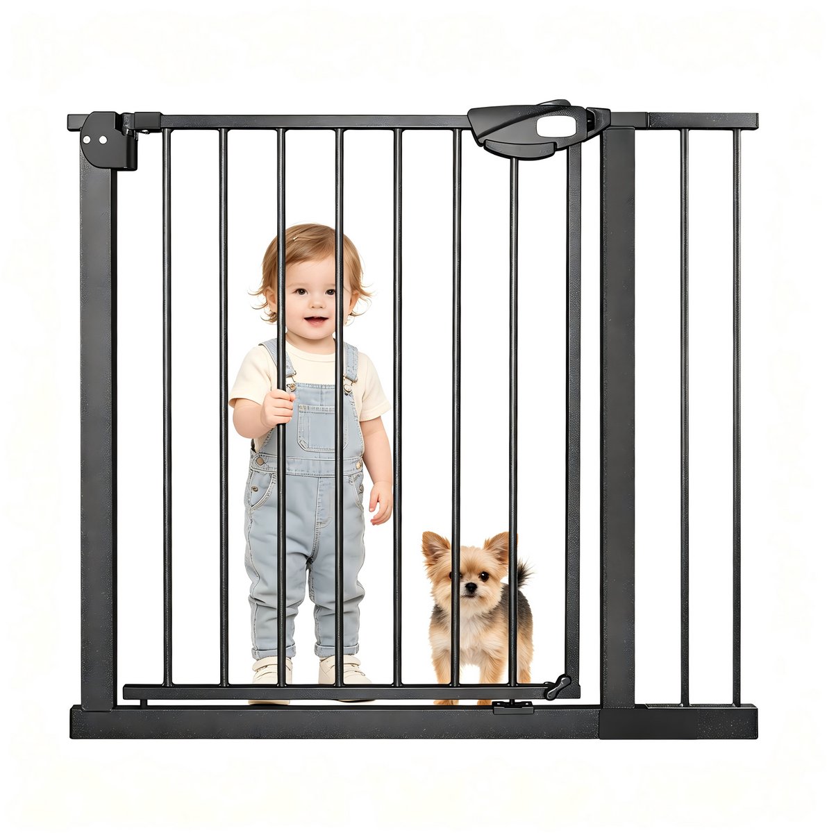 Froadp Deurbeveiligingshek Zonder Boren Traphek Traphek Voor Kinderen Deurhek Auto-Close 180° Tweewegopening Babybeveiligingshek Voor Baby's En Kinderen, 85-95 Cm Breed Zwart