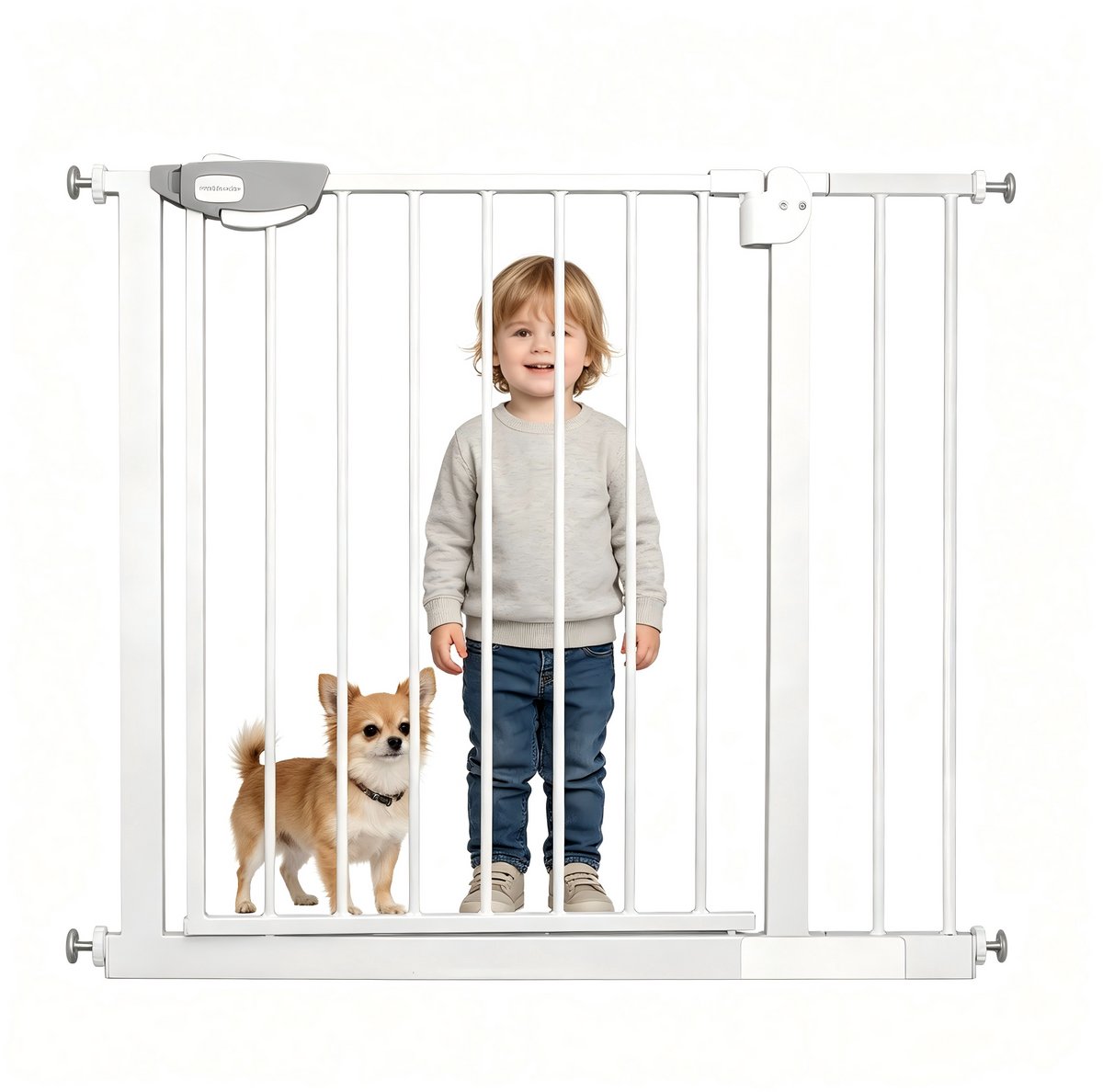Froadp Deurbeveiligingshek Zonder Boren Traphek Trapbeveiligingshek Voor Kinderen Deurhek Auto-Close 180° Tweewegopening Babybeveiligingshek Voor Baby's En Kinderen, 85-95 Cm Breed Wit