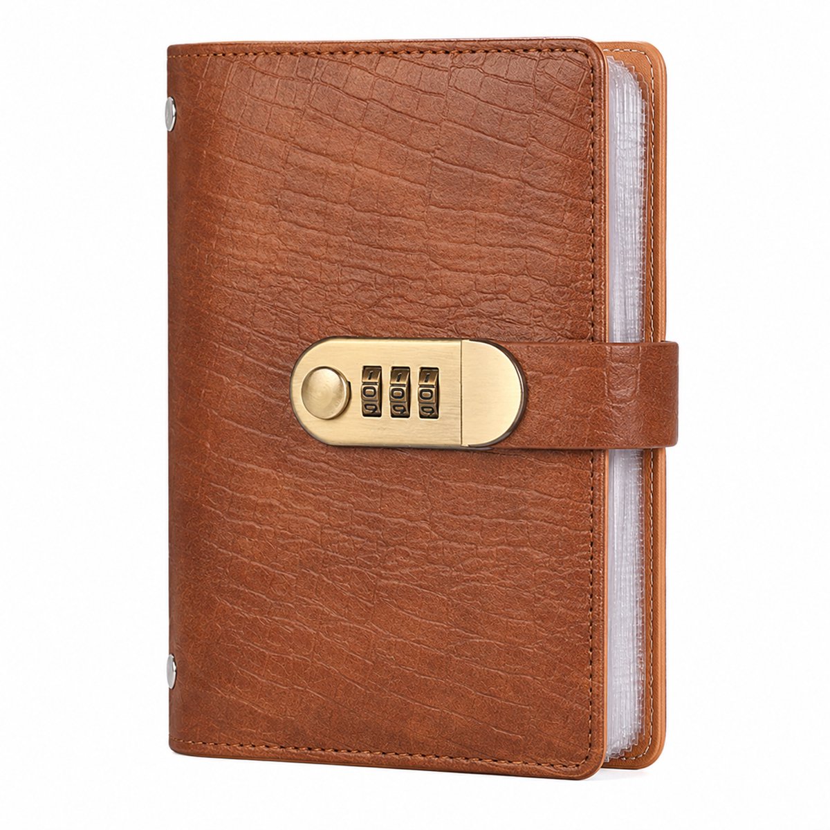 100 Envelope Challenge Binder- Financieel planningsboek met cijferslot -Dubbellaags leer - Spaarpot - Money Planner - Envelope Money Challenge Binder - Geld Sparen - Donkerbruin