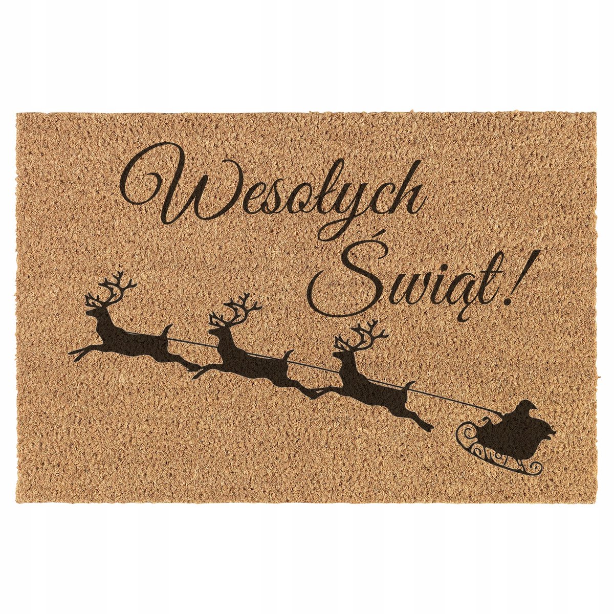 Kokosmat 'Vrolijk Kerstfeest' - 60x40 cm - Antislip Binnen