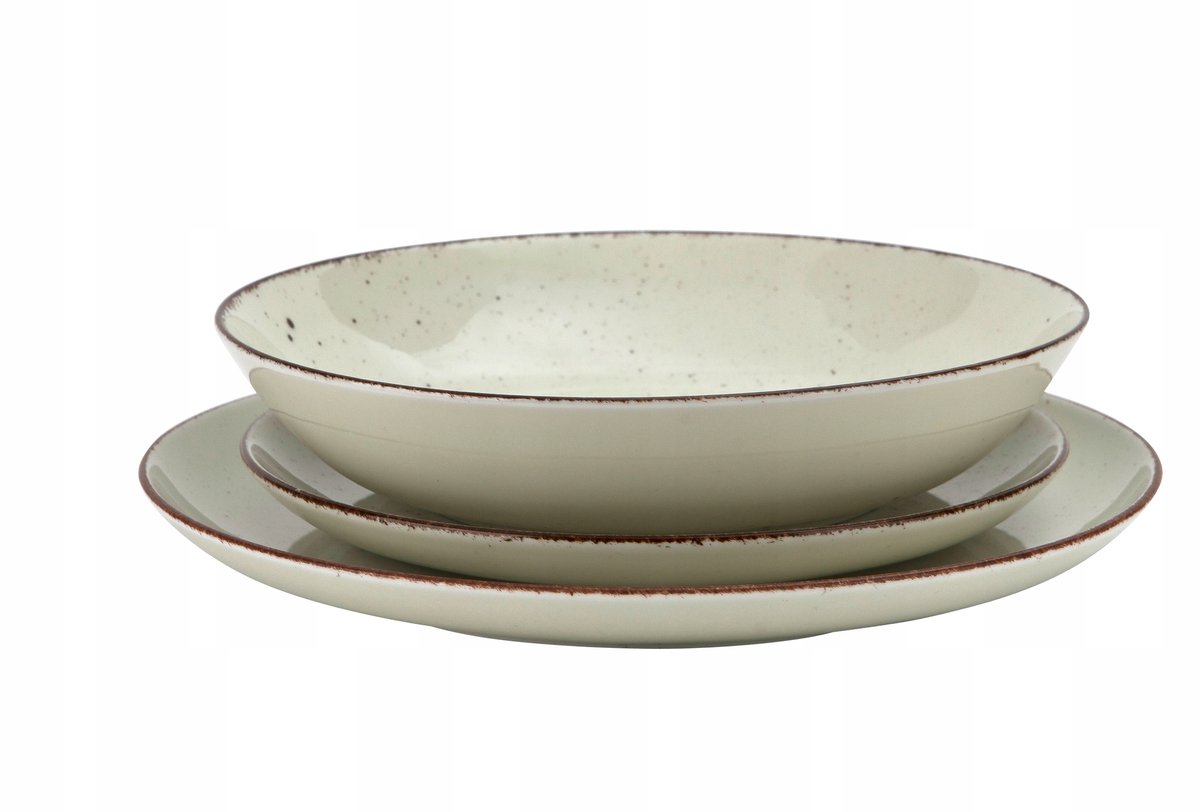 City krem servies voor 6 personen, 18-delig, met zandkorrel-decor