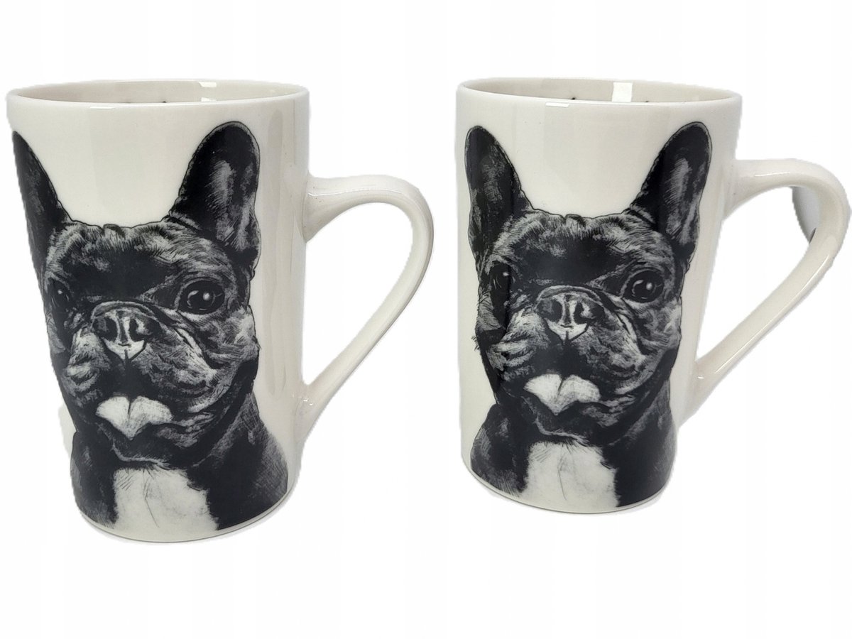 Set van 2 Grote Mokken met Bulldog Afbeelding - 400 ml