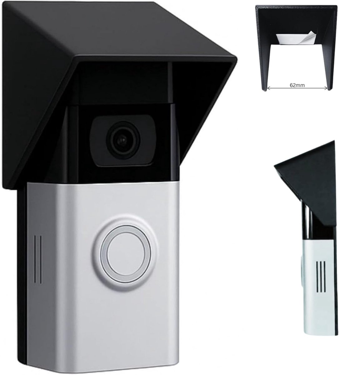 Snap‑On Rain and Sun Cover, Compatible with Ring Battery, Doorbell 3, 3 Plus, 4 Battery Doorbell Plus (only 62 mm - ShopVlot
