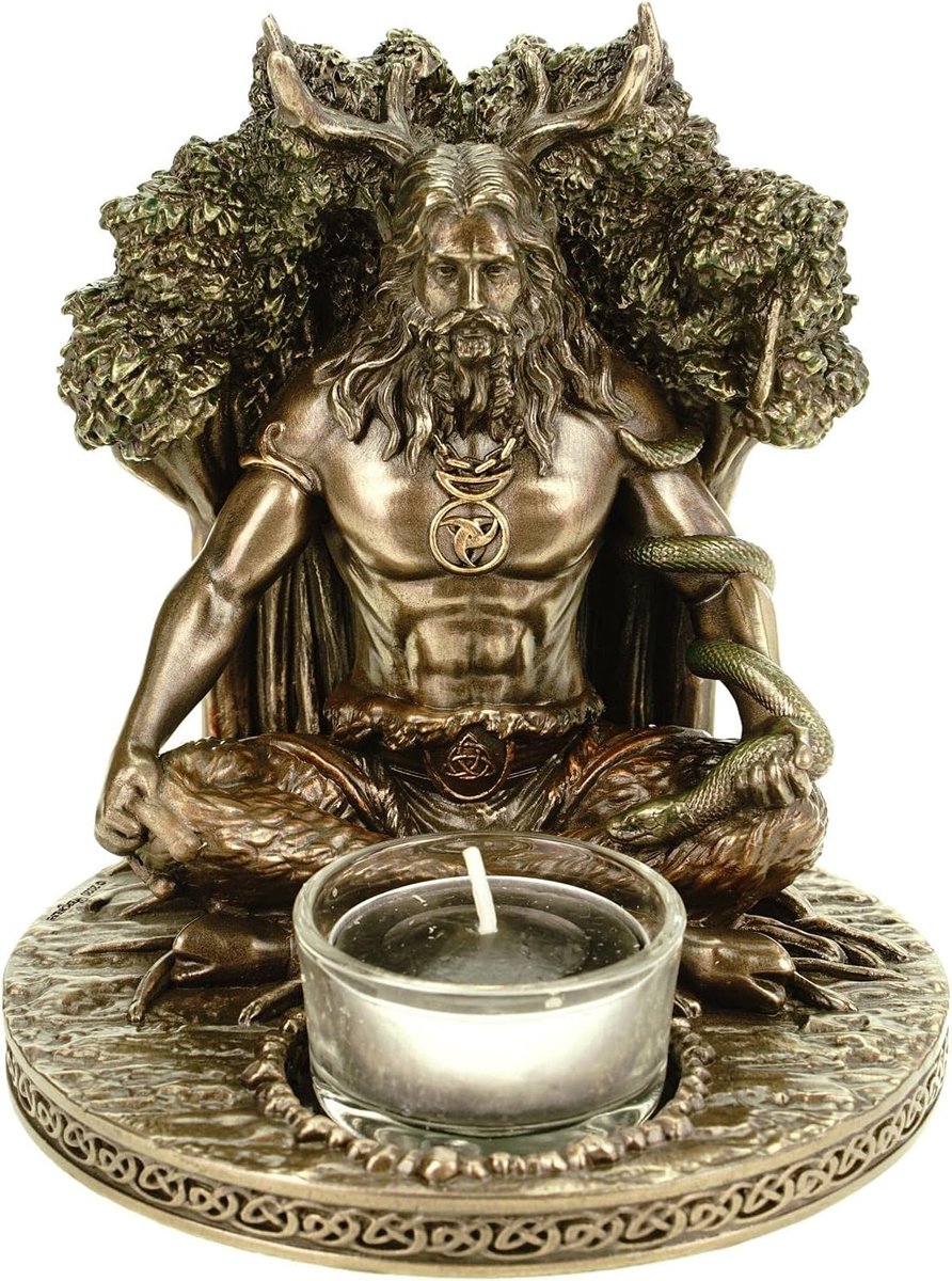 Teelichthouder Cernunnos - Celtic god of nature - bronzen figuur - sfeervolle verlichting - ShopVlot