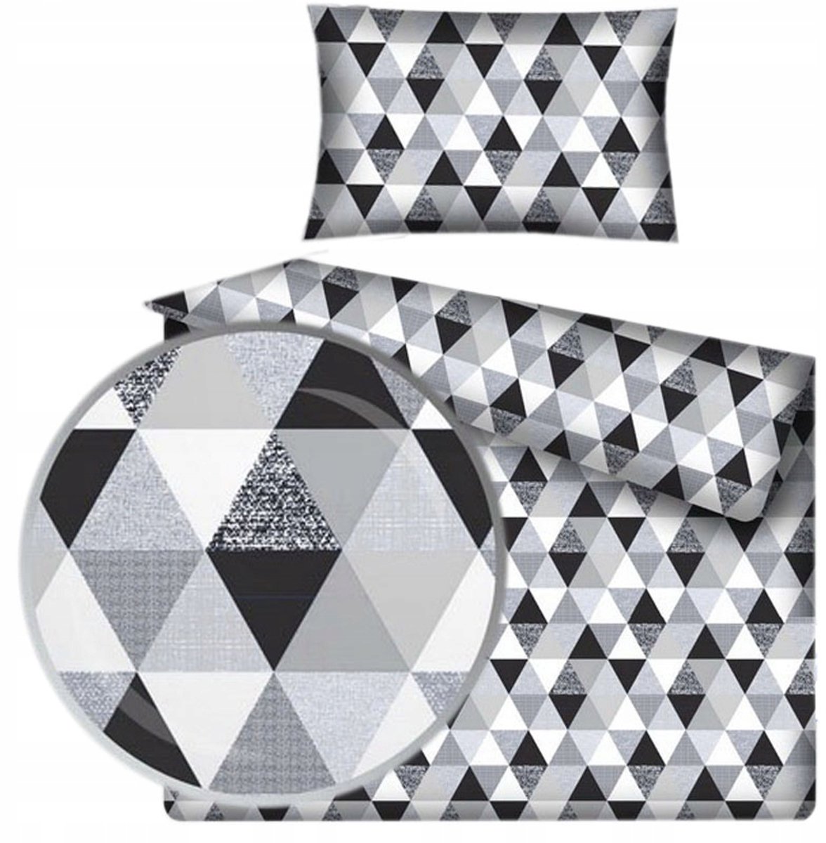 Kinderbeddengoed 100x135 cm - Grijs Zwarte Driehoeken