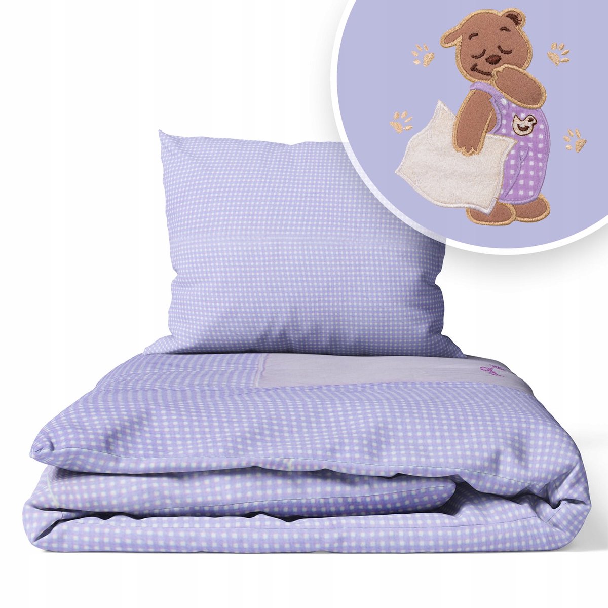 Kinderbeddengoed 120x90cm 2-delig met Beren Applicatie - Katoen