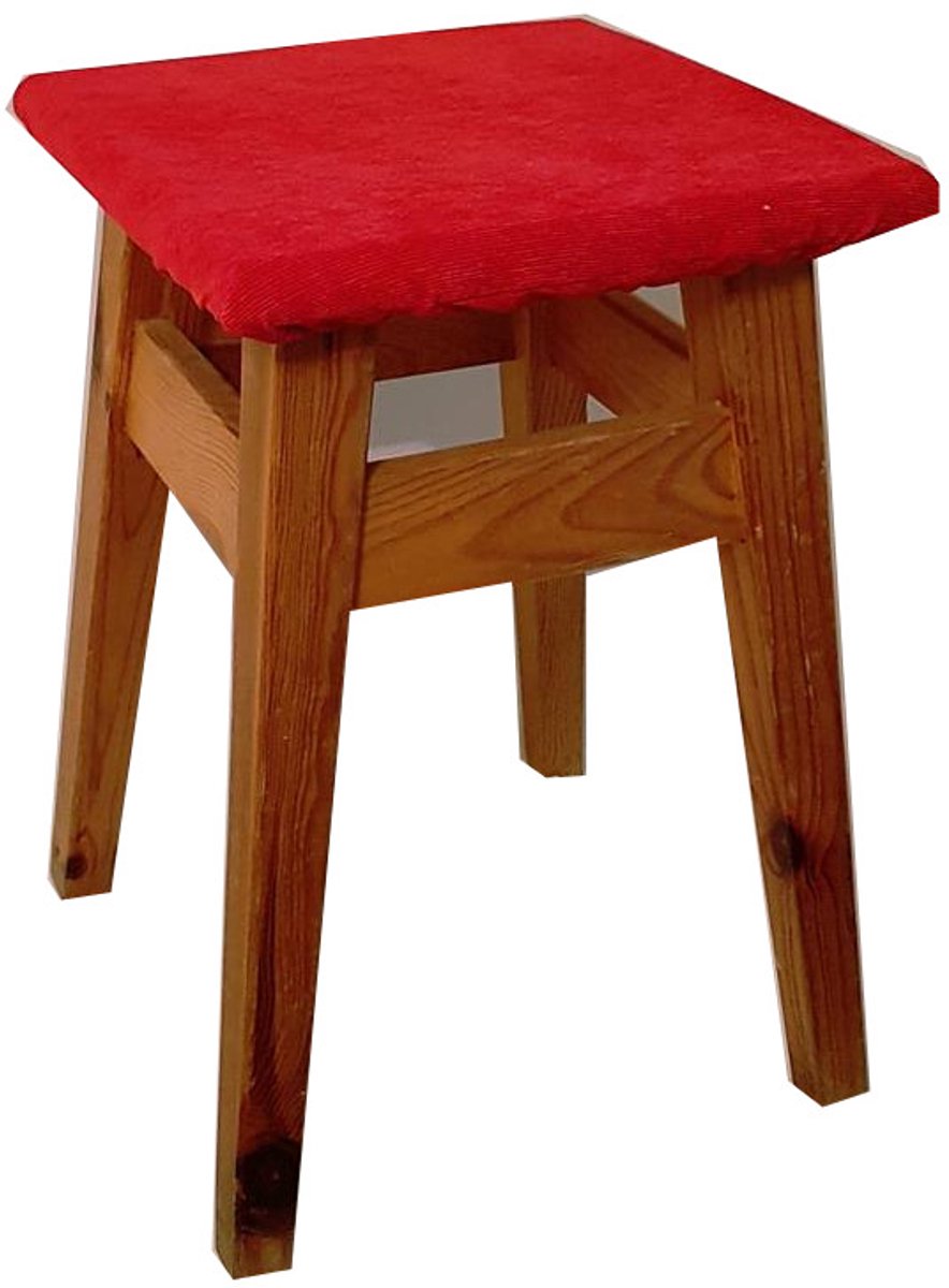Stijlvolle Stoelhoes Tabouret Hoes Rood Corduroy 37x37x5cm