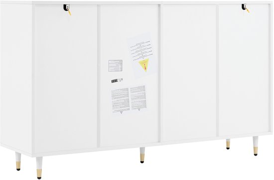 REDOM - Schoenkast - 2 deuren en 2 lades - Verstelbare legplanken - Soft-close scharnieren - Met kipbeveiliging - Moderne stijl - Hal - Spaanplaat - Wit - 140 x 39 x 84 cm van Redom — afbeelding 5