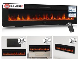 KAMINIO Elektrische haard MARLON - Elektrische 3-in-1 haard met verwarming, 3D-vlameffect, 12…
