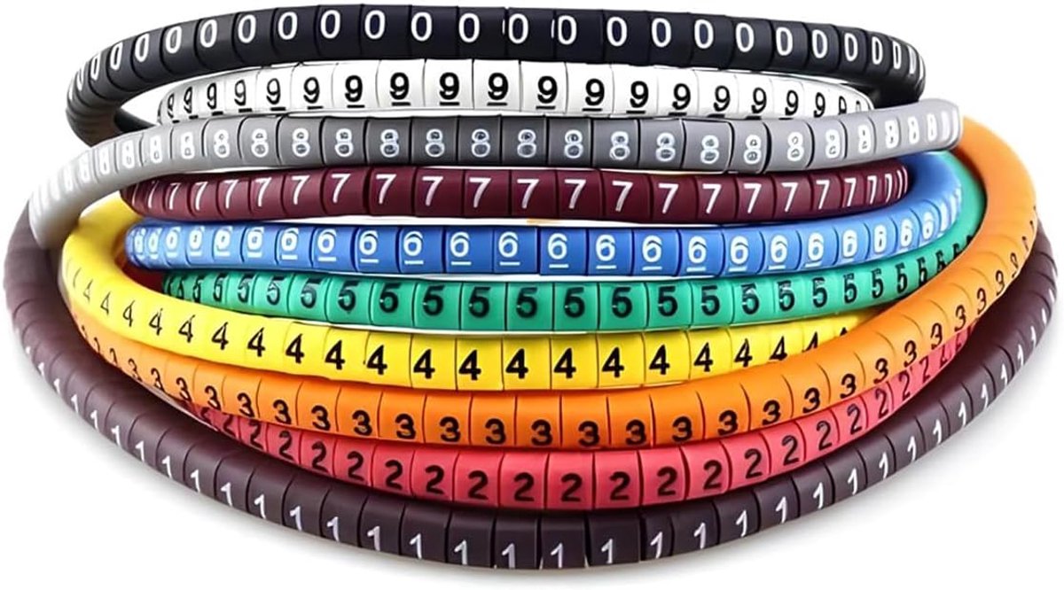 Cable markers 500pcs - digitale kleurcodering - PVC vlamvertragend - voor draadidentificatie - ShopVlot