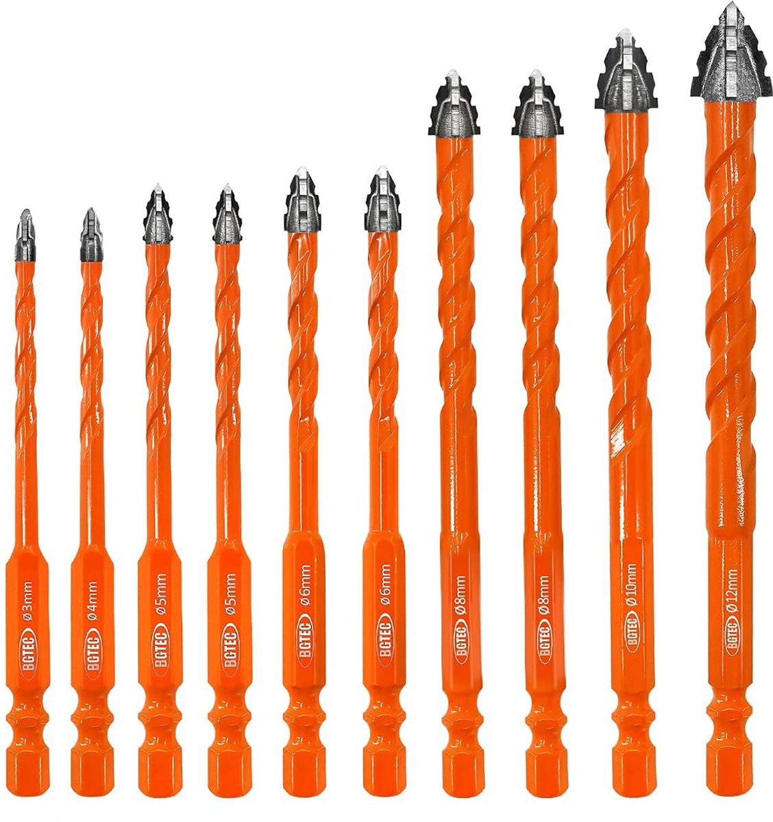 Boorgereedschapset - 10-delig 3/4/5*2/6*2/8*2/10/12MM - Hardmetalen punt - Precisieboren voor tegels en glas - ShopVlot