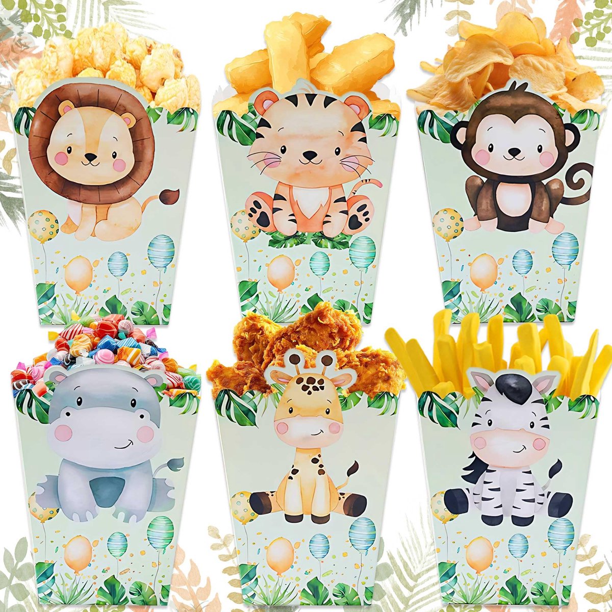 Geschenkdozen jungle dieren - safari snoepzakken - vrolijke ontwerpen - perfect voor feestjes - ShopVlot