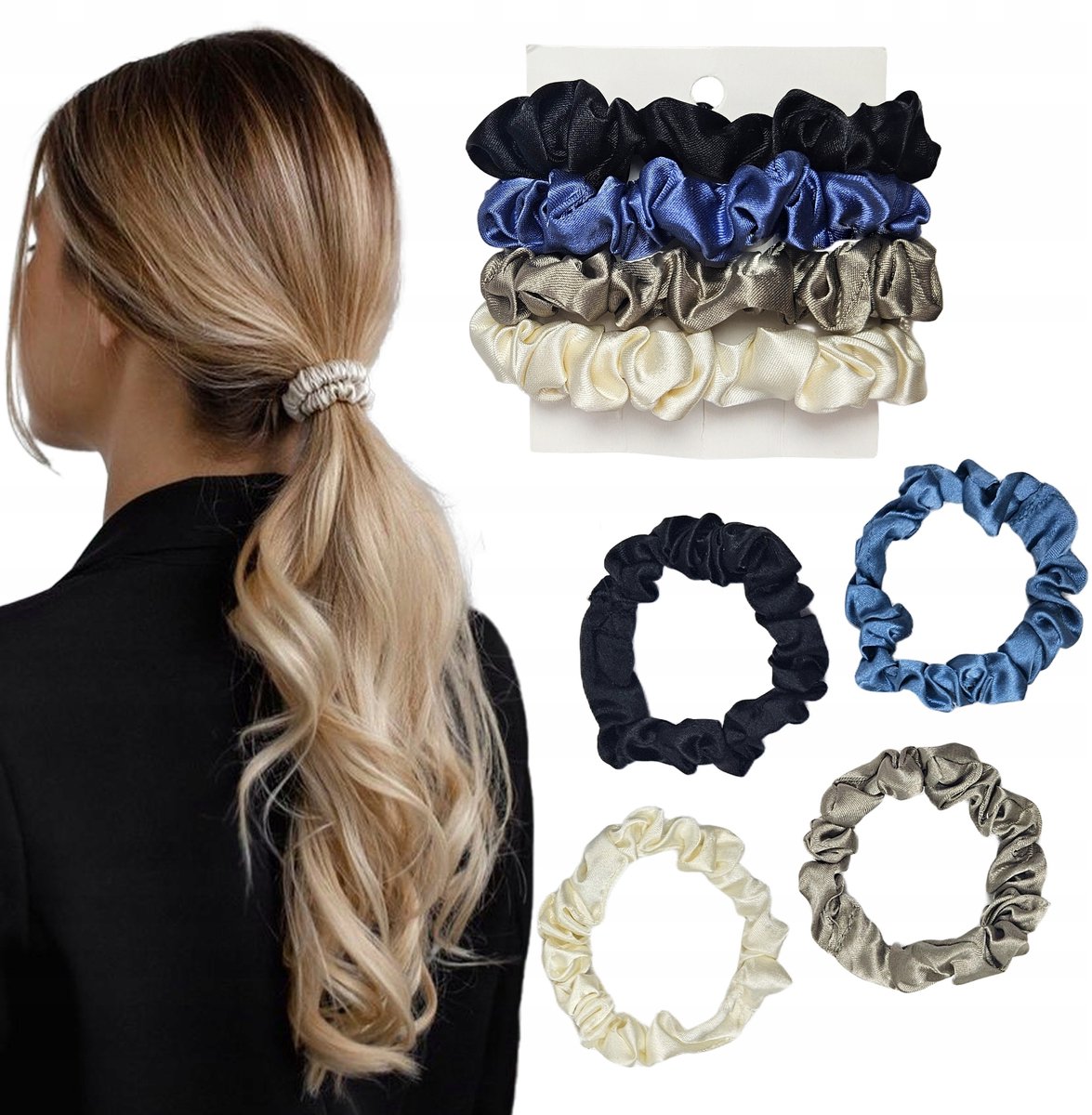 Set van 4 Mini Scrunchies Haarelastiekjes 7cm - Kleurrijk Frotte