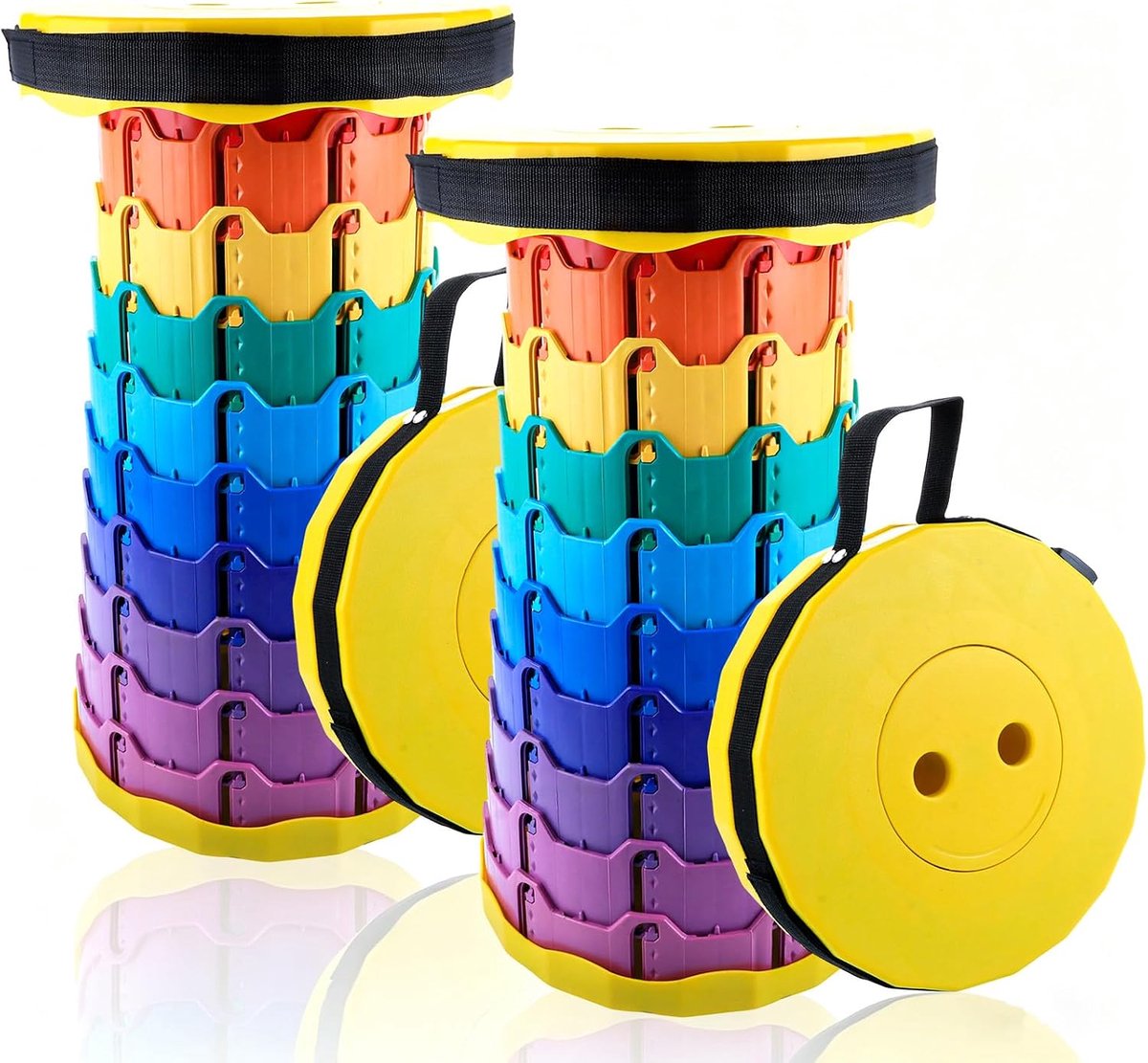 2 stuks draagbare klapkruk geel - ShopVlot