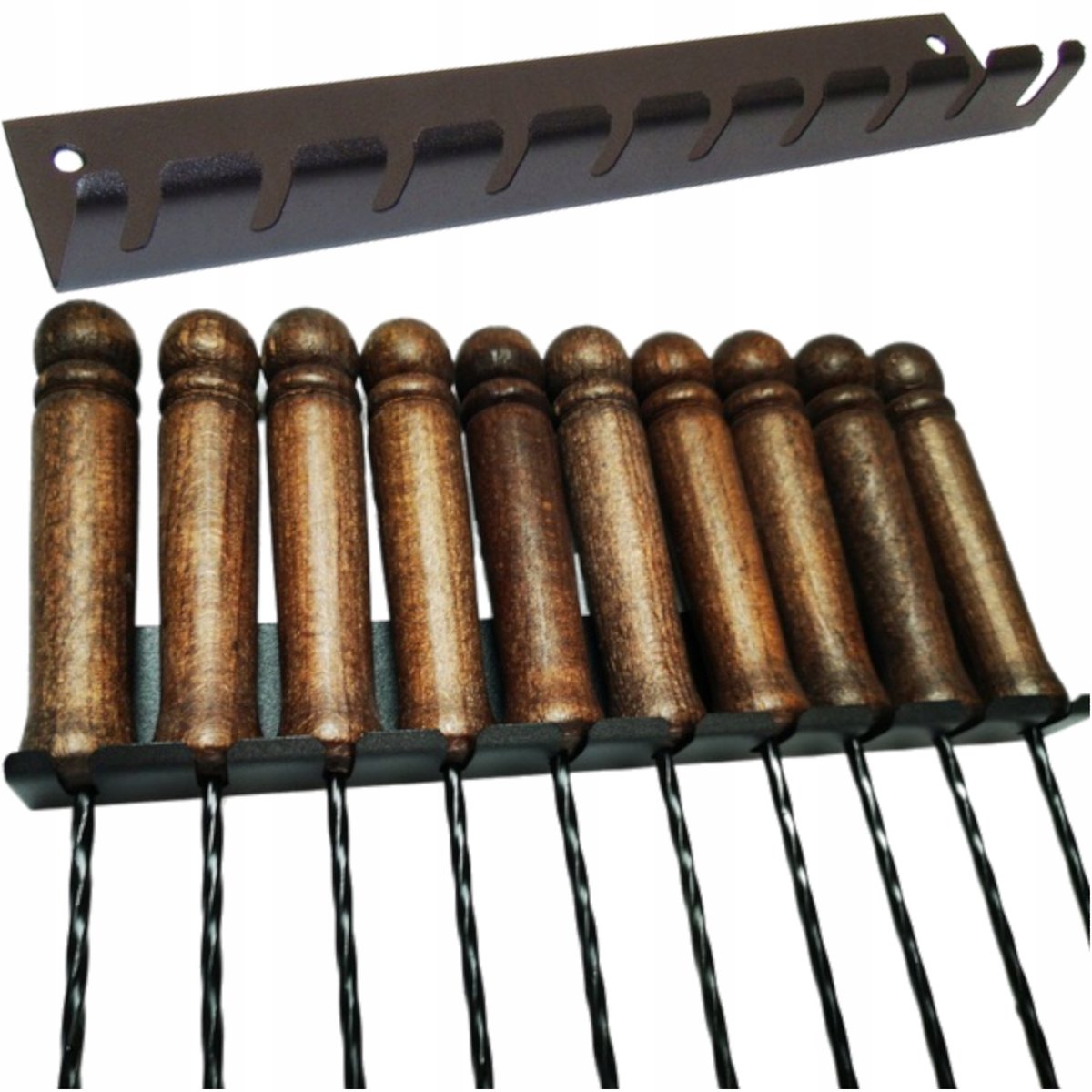 10x Poedergecoat Vleesvork Ophangsysteem voor Kampvuur & BBQ