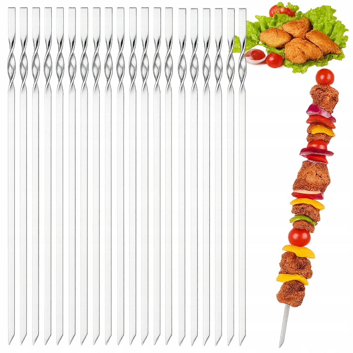 Roestvrijstalen Spiesjes voor Vlees & Groenten - 32cm, 20 Stuks