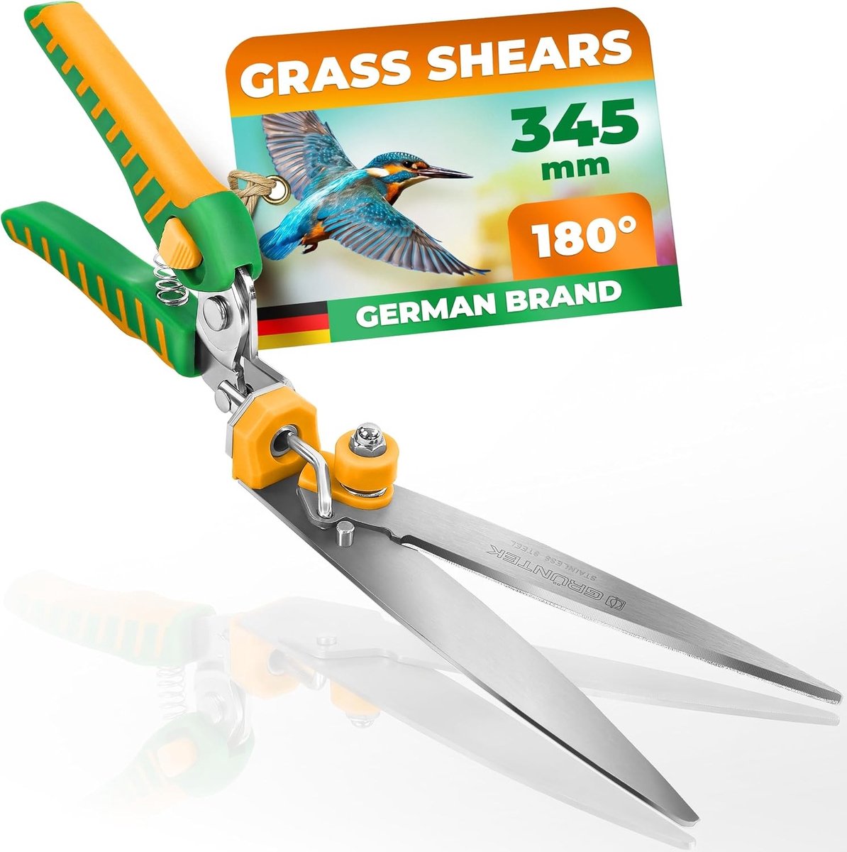 Knipschaar tuin - Zilver - 140 mm roestvrijstalen messen - Ergonomische grasschaar met draaibare kop - Voor nauwkeurig tuinonderhoud