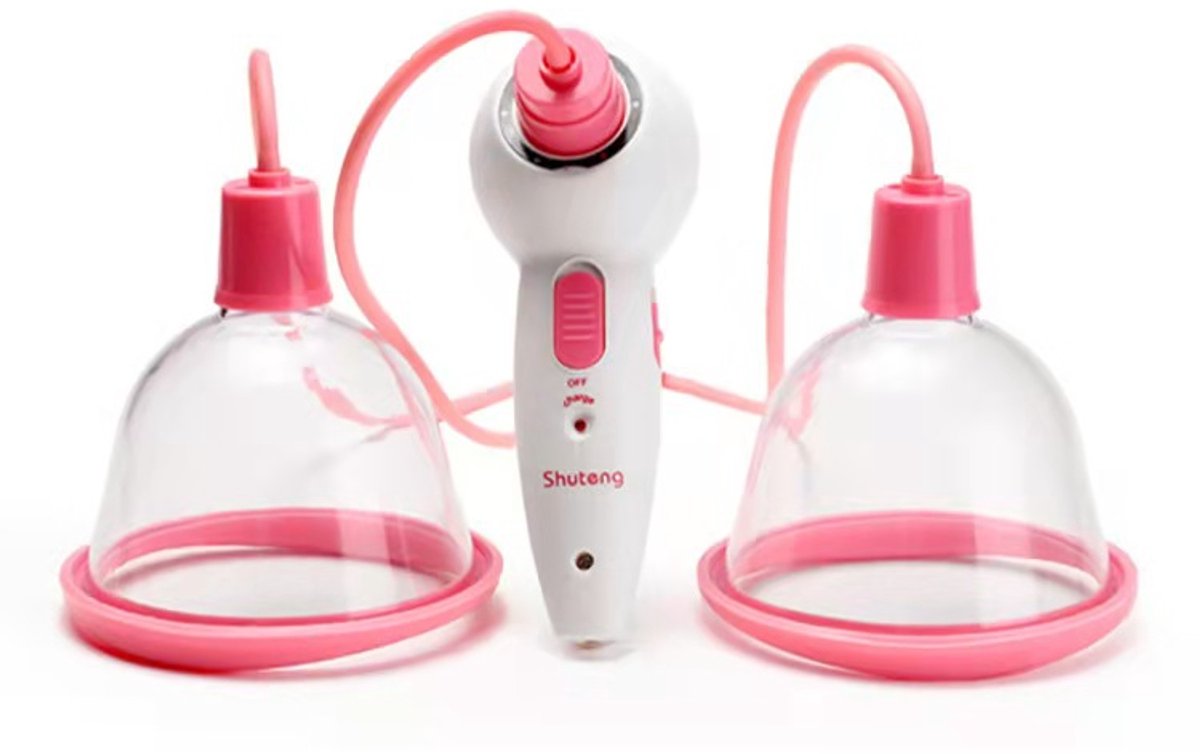 Elektrische Borstmassageapparaat, Beauty-Massageapparaat Met Dubbele Cup, Elektrische Borststimulator Met Dubbele Kop Voor Vrouwen Met Borstdysplasie, Verslapte Borsten - wit (13.5cm)