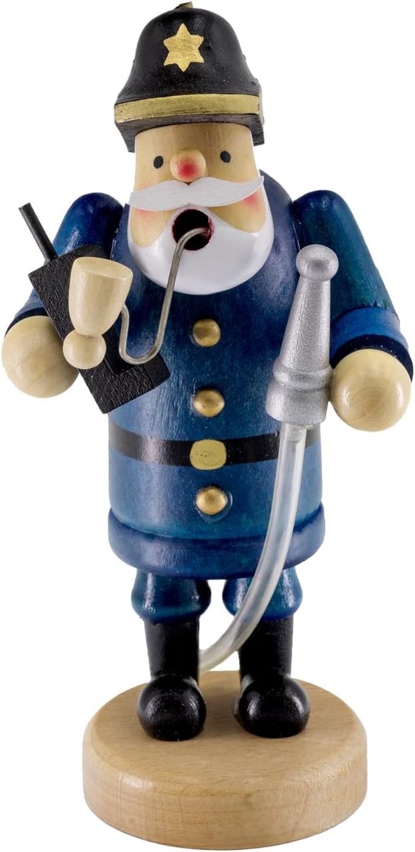 Kaladia Smoker - The Fireman with Mobile Phone - Smoker - Smoke Figure, The Miner 14 cm High Made of Wood - ShopVlot