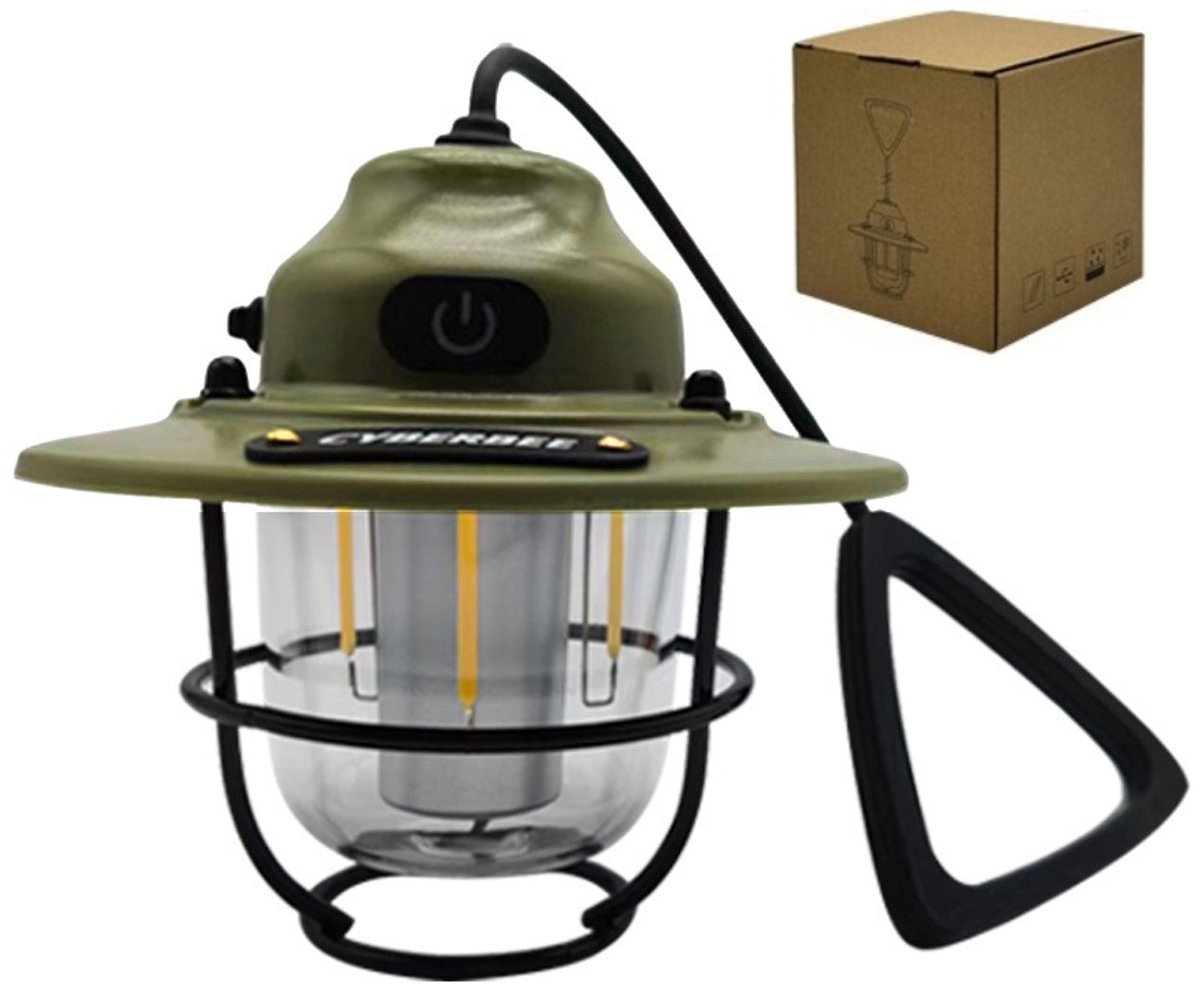 Casalora Camping Lamp LED – Camping lamp – Oplaadbare Camping Lantaarn met USB Oplaadkabel – Draagbare Kampeerlamp met Haak – Outdoor & Tent Verlichting – Noodverlichting – Groen