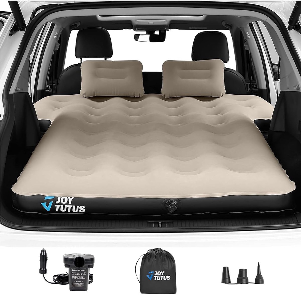 JOYTUTUS SUV opblaasmatras, verdikt en lekvrij, 2 kussens, kaki - ShopVlot