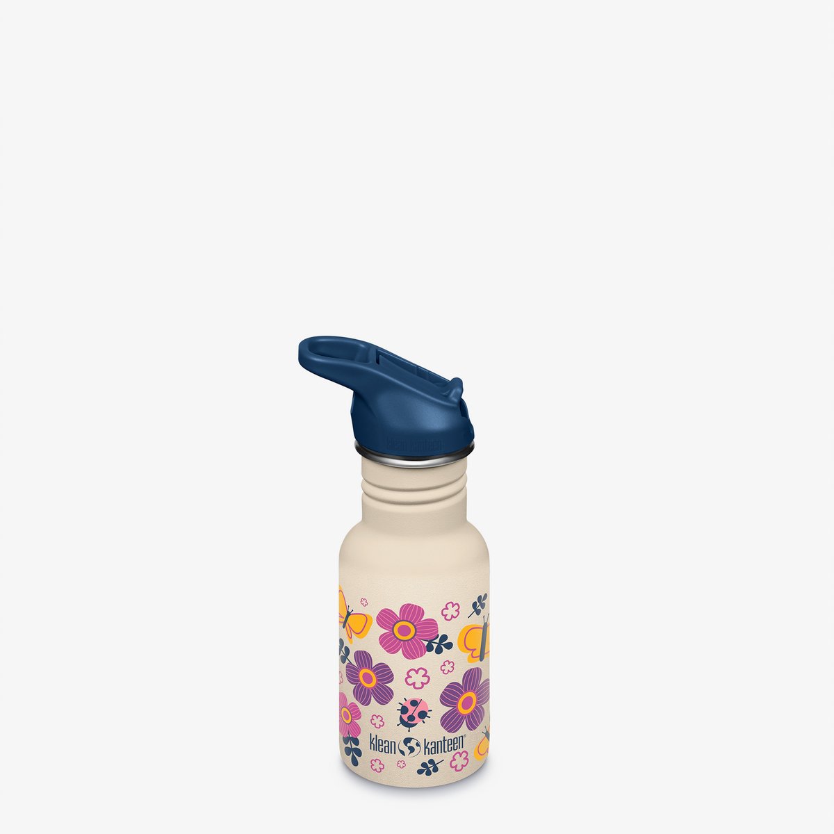 Klean Kanteen Kid Kanteen Classic 355ml - Flip Sport Cap Butterflies- Lekvrij - RVS Waterfles voor Kinderen
