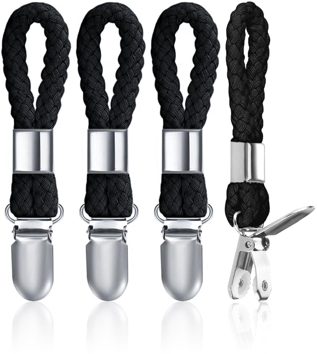 Yuannee Handdoekklemmen, 4 stuks hangers voor handdoeken, zonder naaien, haken voor handdoeken, handdoekclips, zwarte - ShopVlot