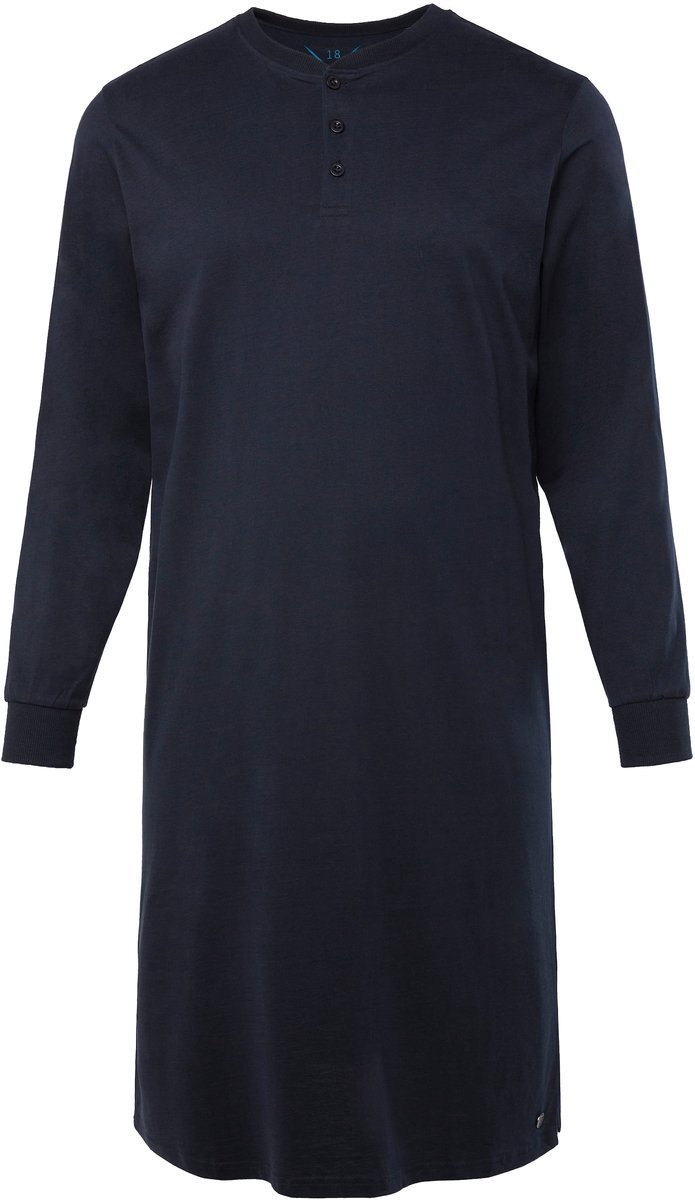JP 1880 - Heren - Nachthemd lange mouwen henley - Navy blauw - Maat 8XL