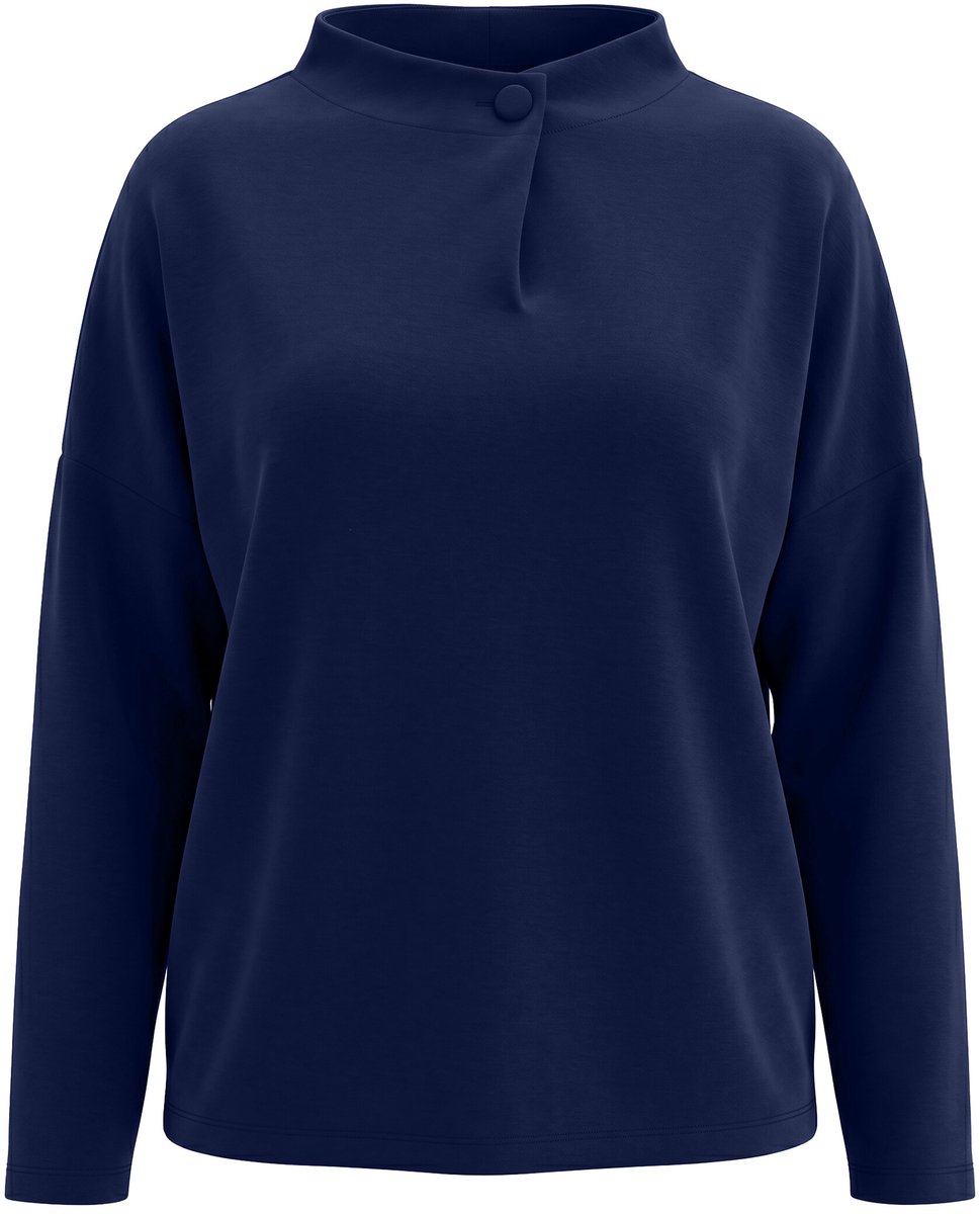Ulla Popken - Dames - Sweatshirt oversized opstaande kraag lange mouwen - Marine - Maat 62+