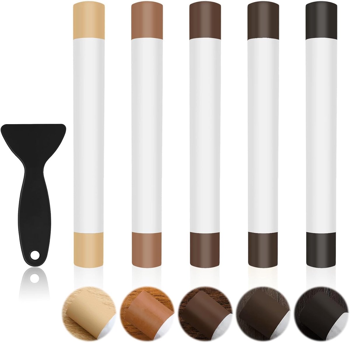 Vloer Reparatie Kit 5-delig - Hout en Laminaat - Inclusief Waskrijt en Vulstift - Voor Krassen en Gaten - ShopVlot