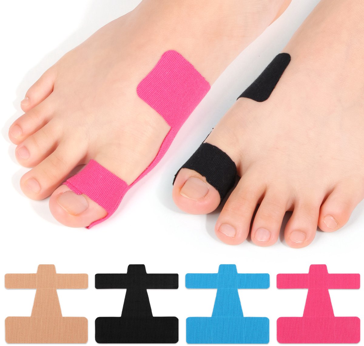 Claoner 16 pleisters – Kinesthetische tape voor correctie van hallux valgus – Voorgesneden tape speciaal voor tenen en voeten – Unisex