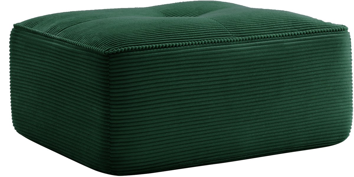 MUVANO Cordelia Hocker Groen - Groene Ribstof Hocker Voor Modulaire Bank - Zachte Corduroy Voetenbank - Lage Lounge Poef - 92x73x40cm - Antislip - Woonkamer Groen