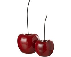 J-Line decoratie Kers - polyresin - blinkend rood - large