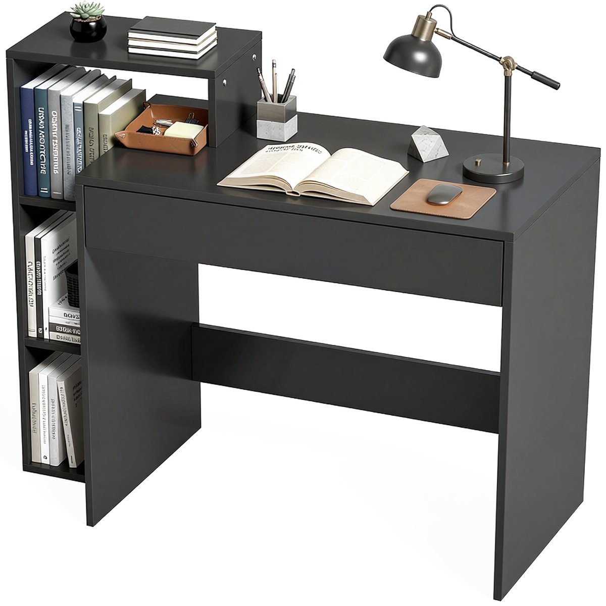 Bureau - Computerbureau - Met 3 Opbergvakken - 1 Lades - 100 x 40 x 90 cm - Modern Design - Zwart