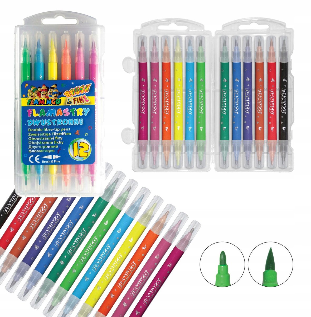 Uitwasbare Fluorescerende Stiften voor Kinderen - 12 Kleuren Set