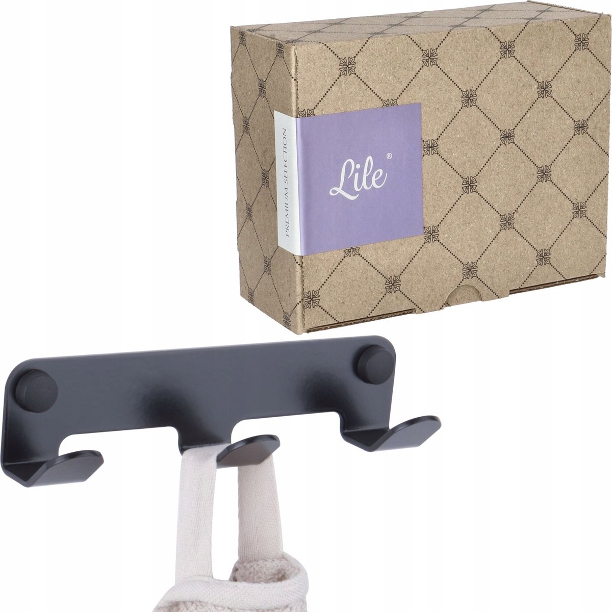 Zwarte Loft wandhaak 3 haken - RVS, mat