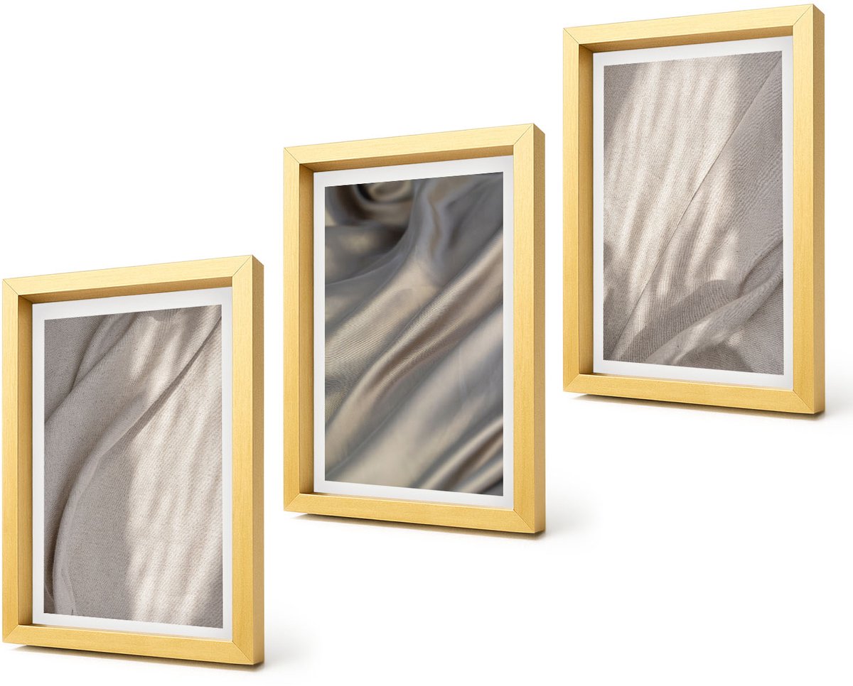 Coloray 4-Delige Schilderij Set - Natuurlijke textielstructuren van dichtbij - Boho - 20 x 30 cm - Wanddecoratie - Schilderijen Set - Interieur