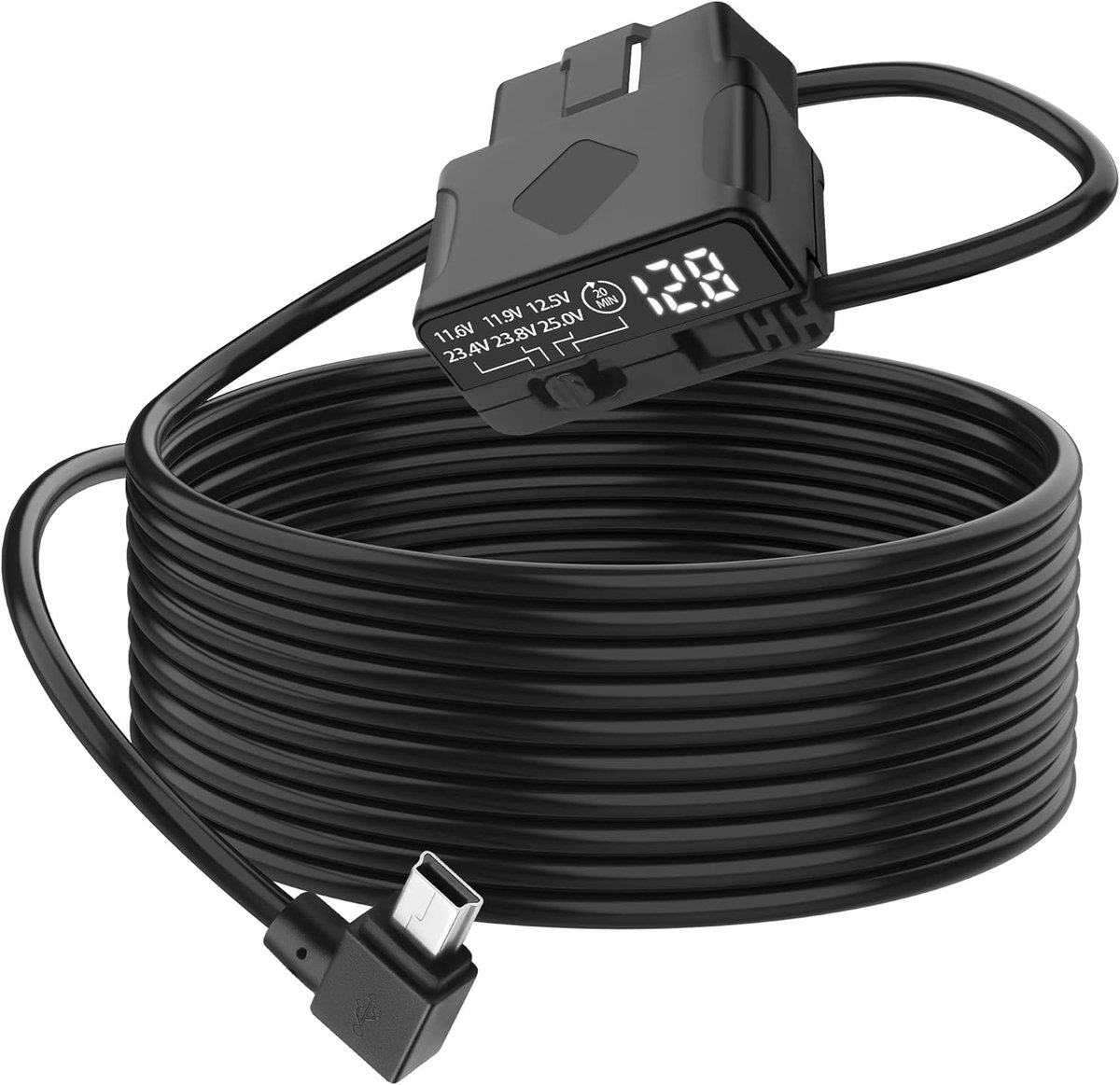 XMSJSIY OBD Power Cord for Dash Camera, 90 Degree Rectangle, Mini USB to OBD, Parking Lot, Monitor Cable, 12V-24V to - ShopVlot