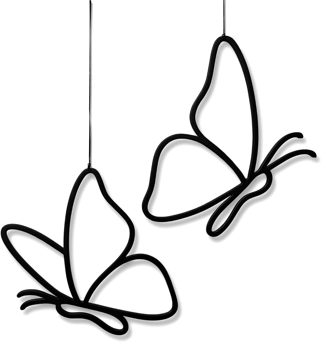 Set van 2 decoratieve vlinders, ijzeren wanddecoratie, raamdecoratie om op - ShopVlot