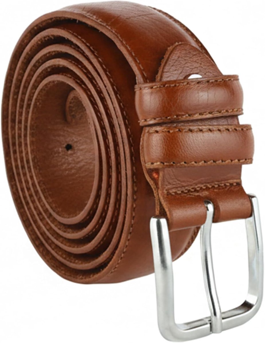 Conte Massimo Men's Belt Made of Genuine Leather with Stitching, Can Be Shortened - ShopVlot
