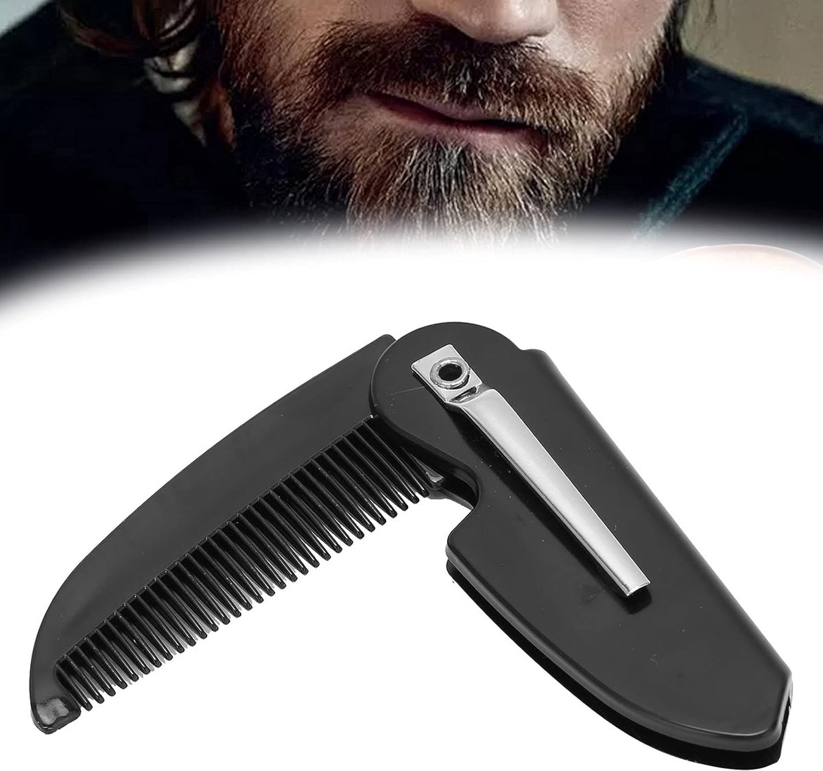 Foldable Pocket Comb, Mustache Foldable Comb Plastic Men Foldable Pocket Comb for Daily Life for Travel - ShopVlot