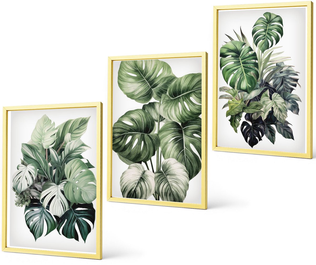 Coloray 3-Delige Schilderij Set - Illustraties Van Japanse Kraanvogels Japandi Landschap - 40 x 40 cm En 40 x 60 cm - Decoratieve Muurdecoratie - Slaapkamer - Moderne Wanddecoratie