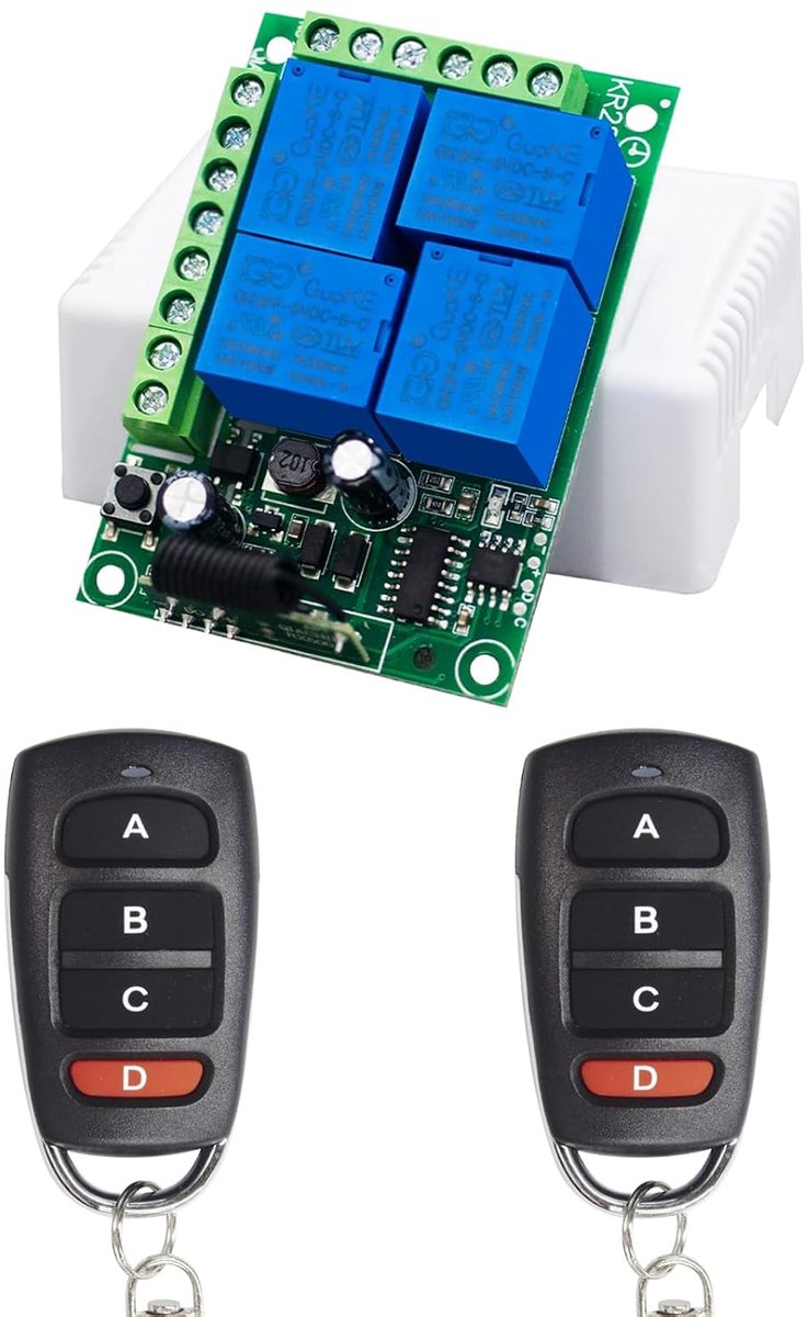 QIACHIP Wireless Remote Control Switch AC 220V 230V 10A 4Channels 433MHz RF Relay Receiver with 2 Transmitters for - ShopVlot
