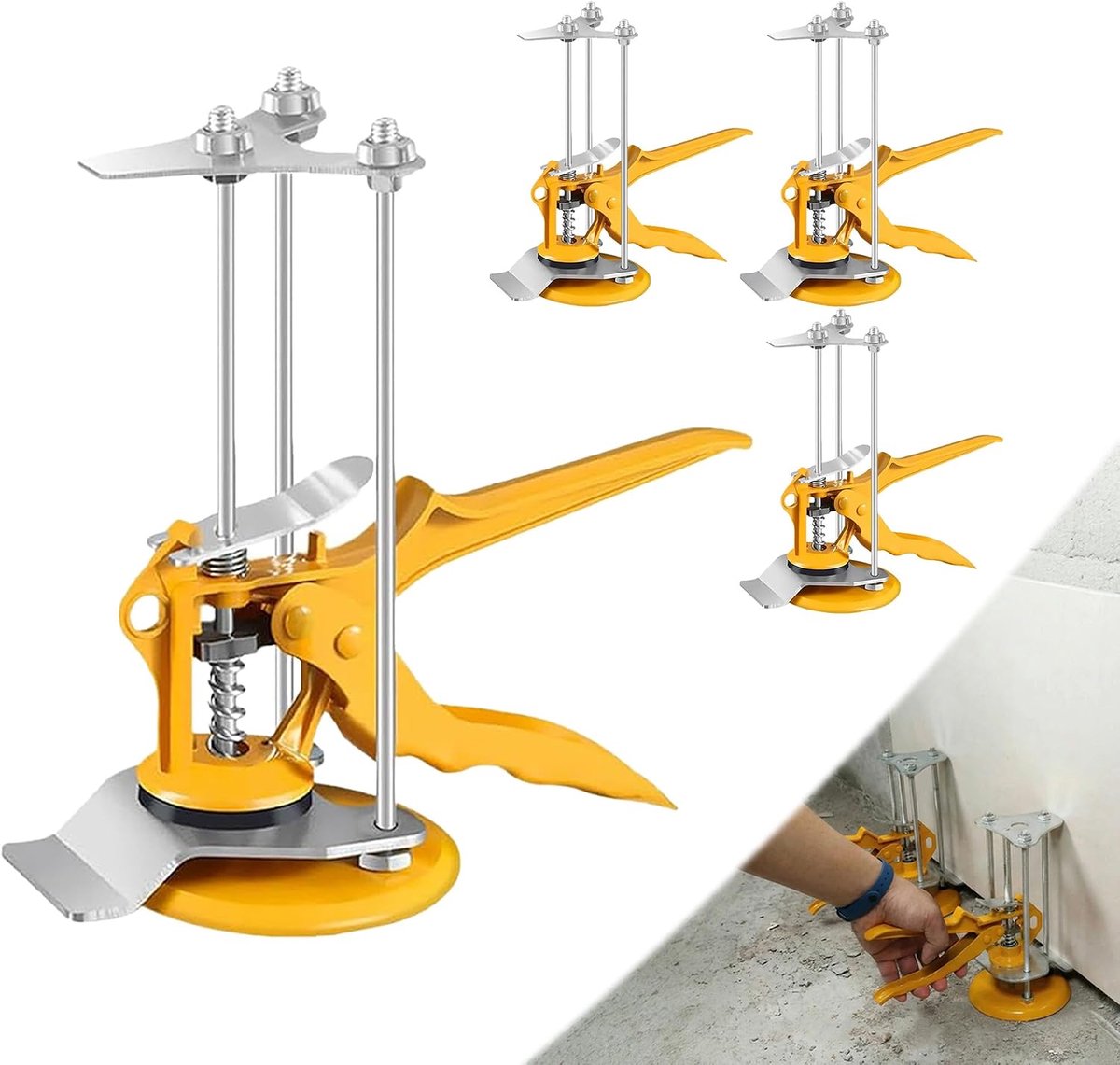 4 pieces labor-saving tile lifter: tile height adjuster hand lift for lifting and securing tiles, floors, doors - ShopVlot