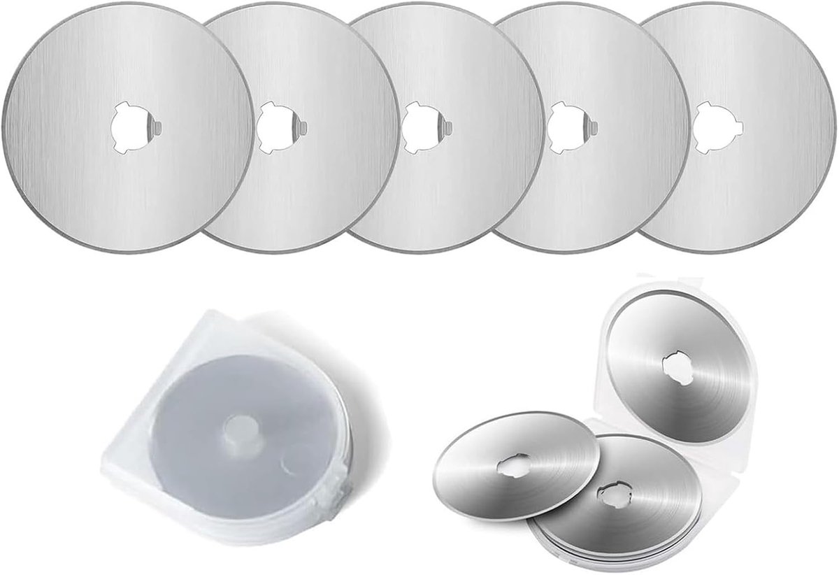 Rotary cutter blades 45mm - vervangbladen voor stofsnijden - inclusief opbergdoos - perfect voor quilten en knutselen - ShopVlot