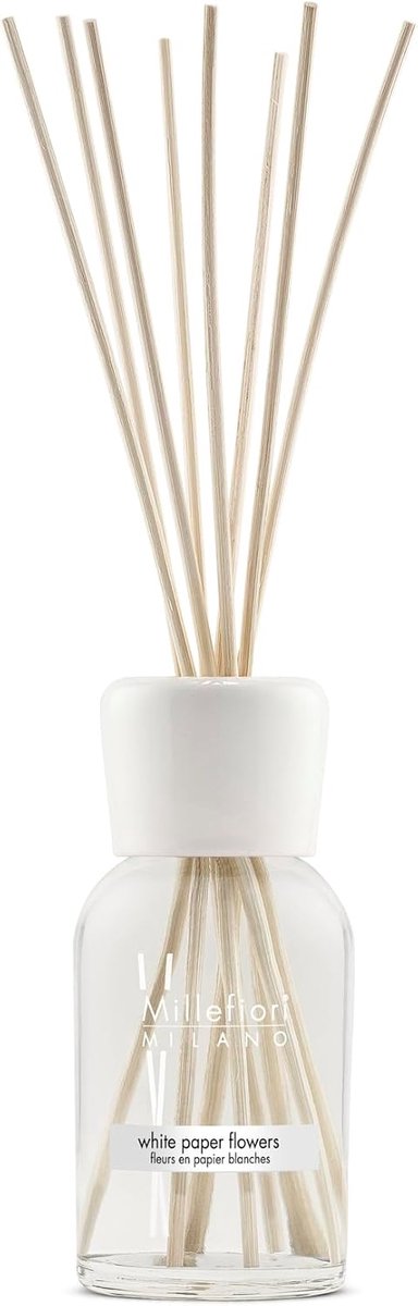 Millefiori Milano 7MDWF Fragrance Difuser, with the scent of White Paper Flowers with 7 balsa wood sticks 100ml - ShopVlot