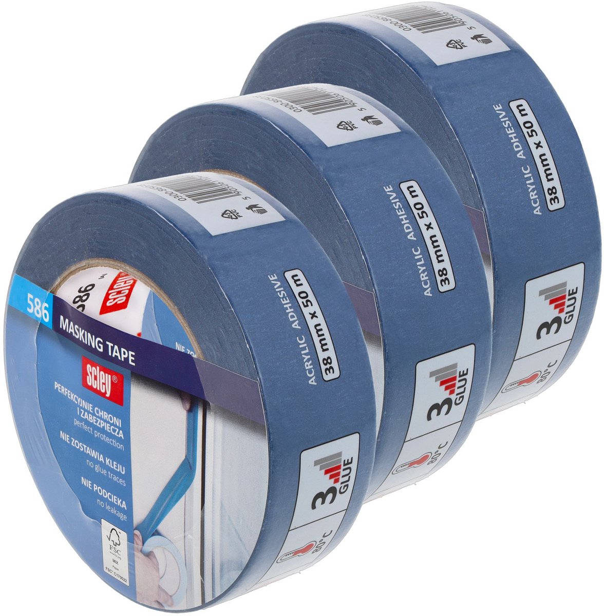 Scley Blauwe Signtape 38mm x 50m FSC - 3 rollen