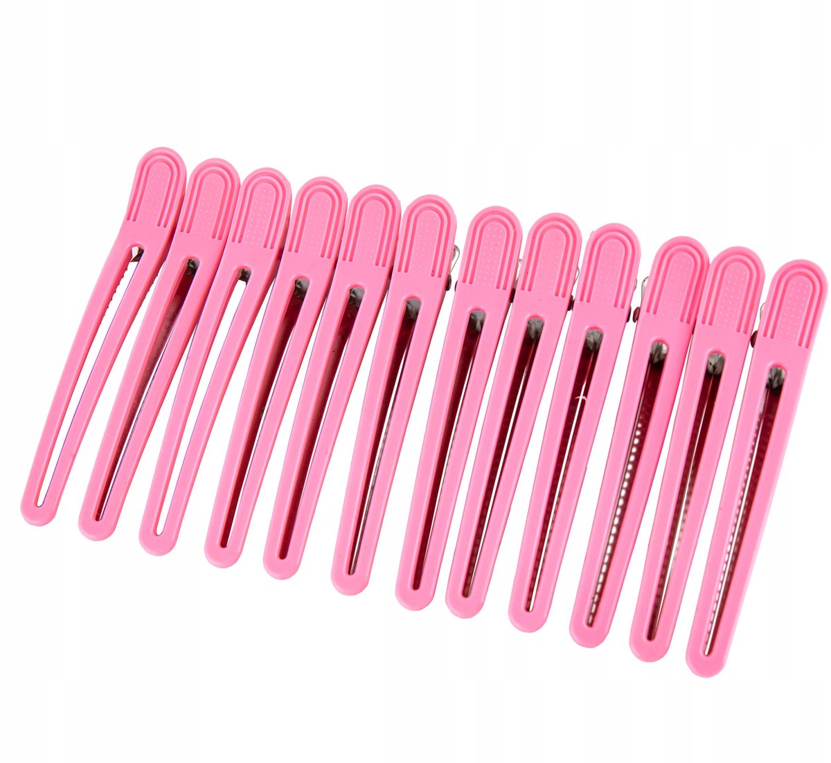 12x Sterke Roze Metalen Haarclips - Professionele Kappersklemmen